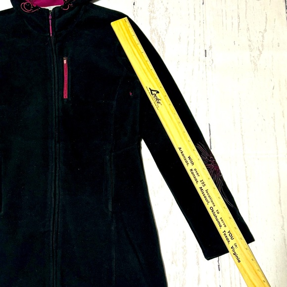 Athleta womens S Swara black fleece zipped pockets hooded athleisure jacket - Picture 9 of 12